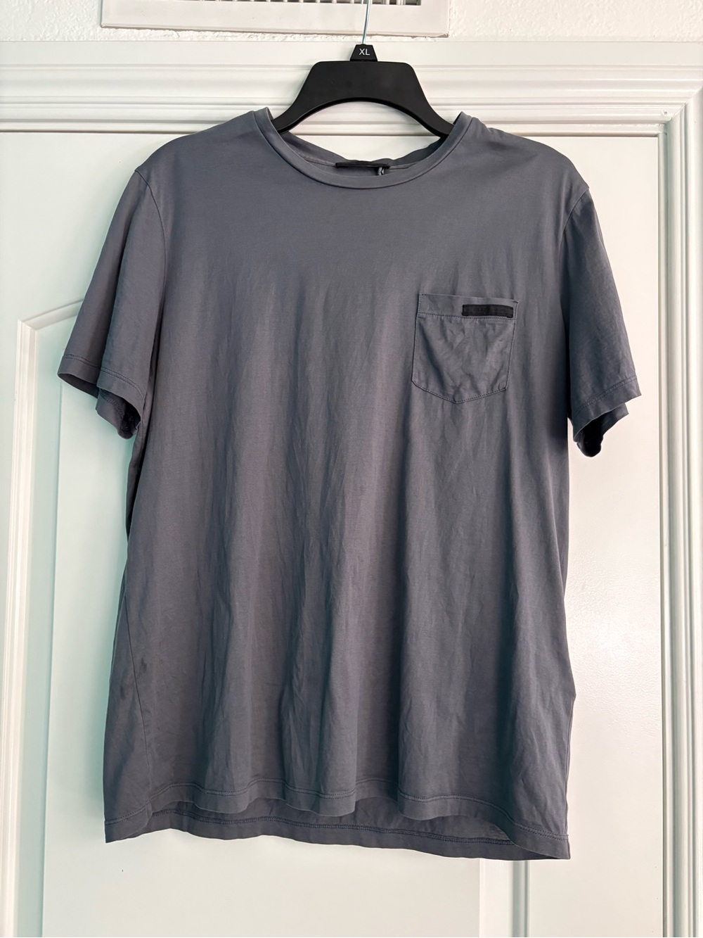 Prada Men's Crew Pocket Tee - Slate Blue
